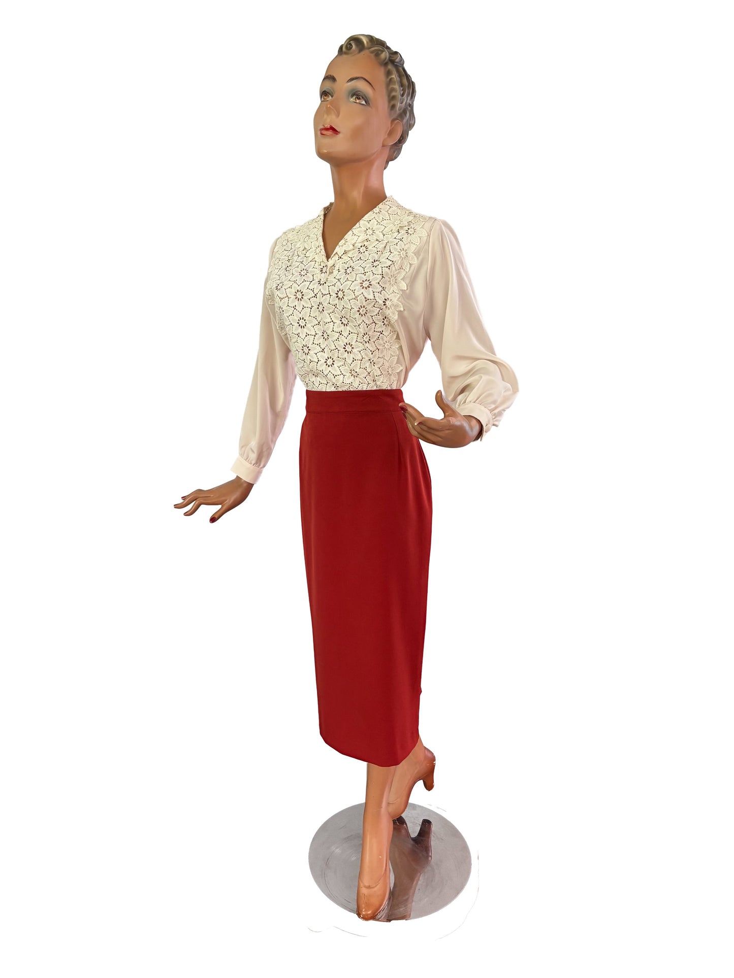 1950s/1960s Off White Lace Panel Top | L/XL