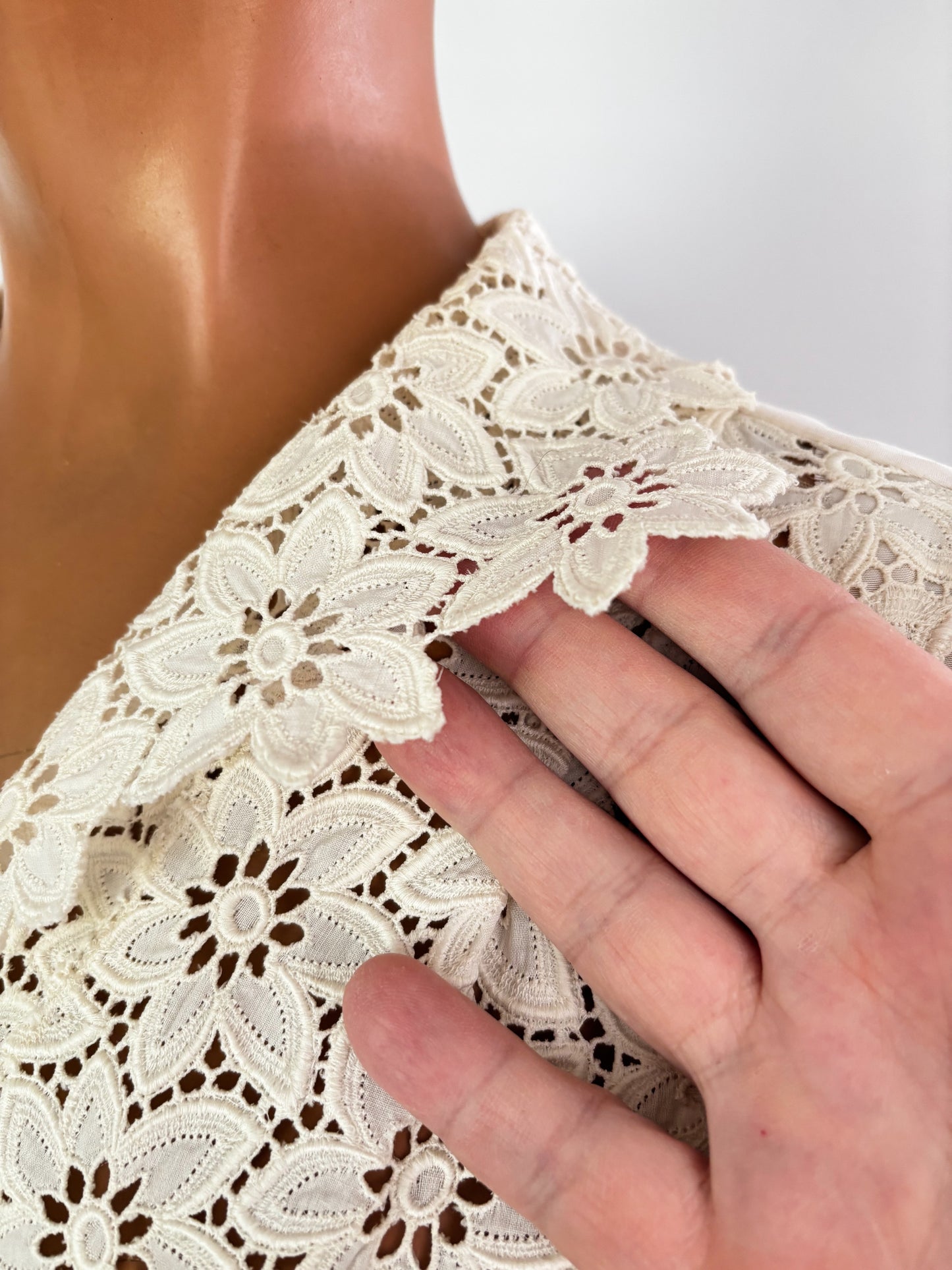1950s/1960s Off White Lace Panel Top | L/XL
