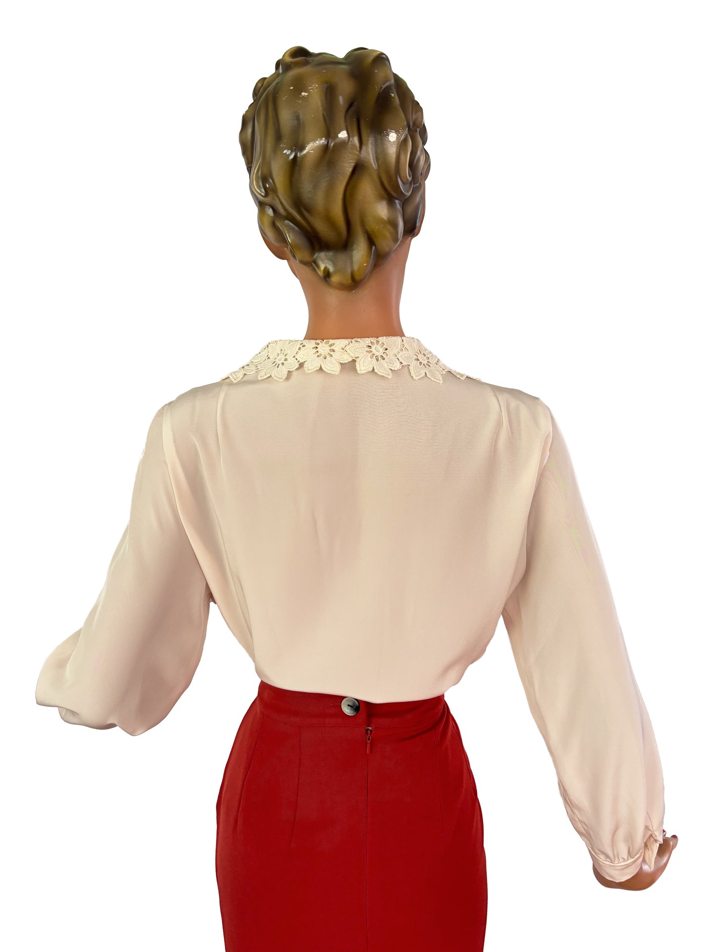 1950s/1960s Off White Lace Panel Top | L/XL
