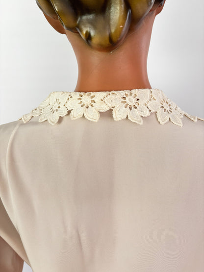 1950s/1960s Off White Lace Panel Top | L/XL