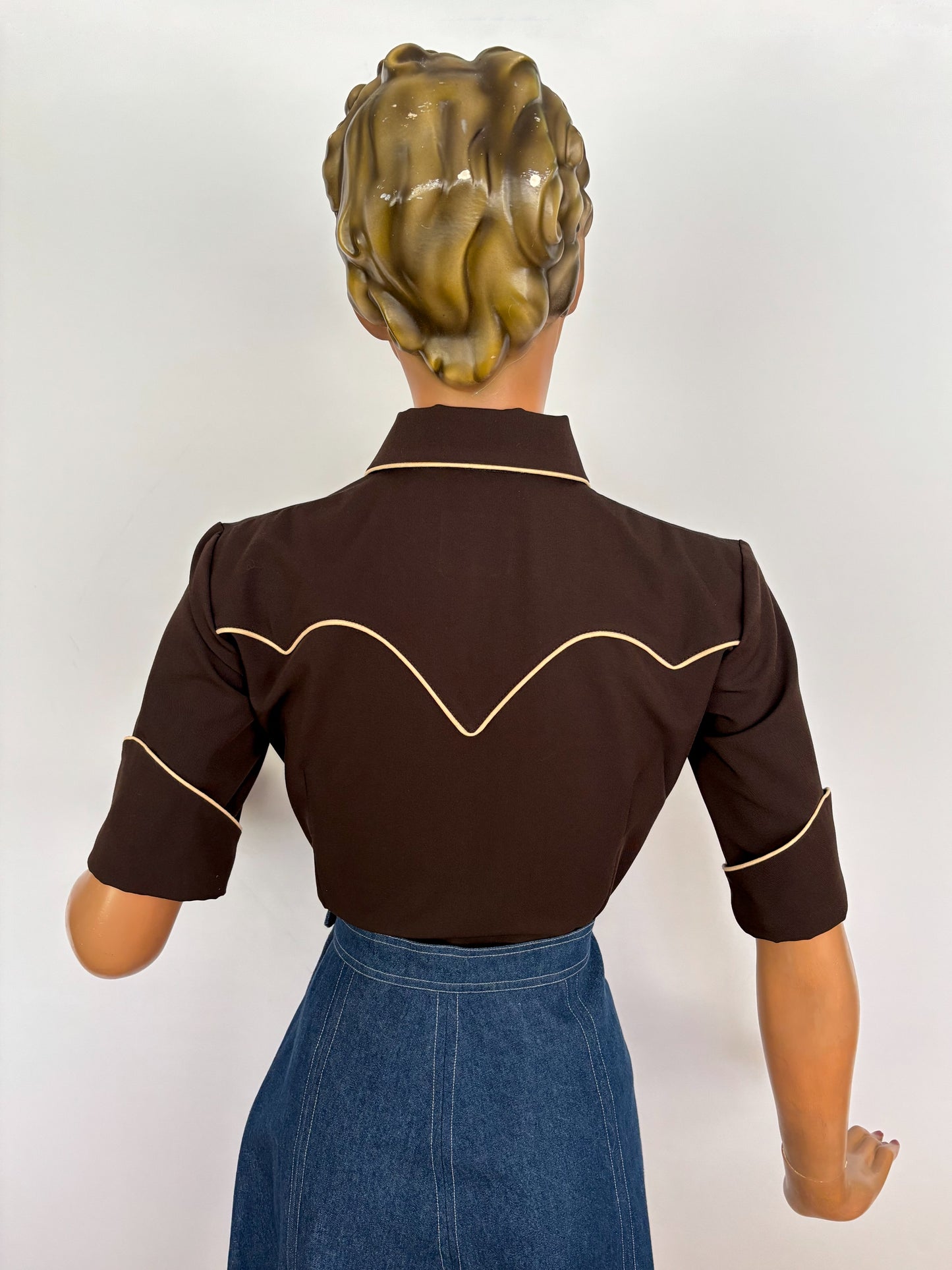 Lorraine 1940s Western Blouse Chocolate
