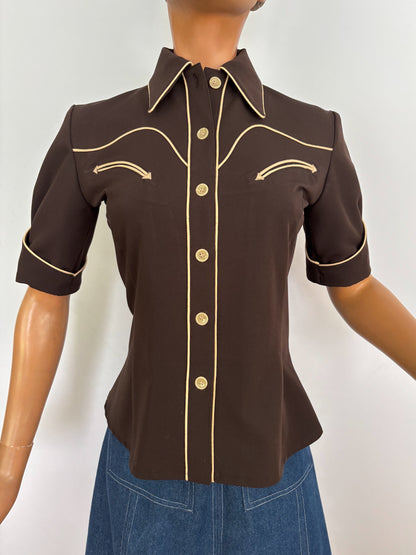 Lorraine 1940s Western Blouse Chocolate