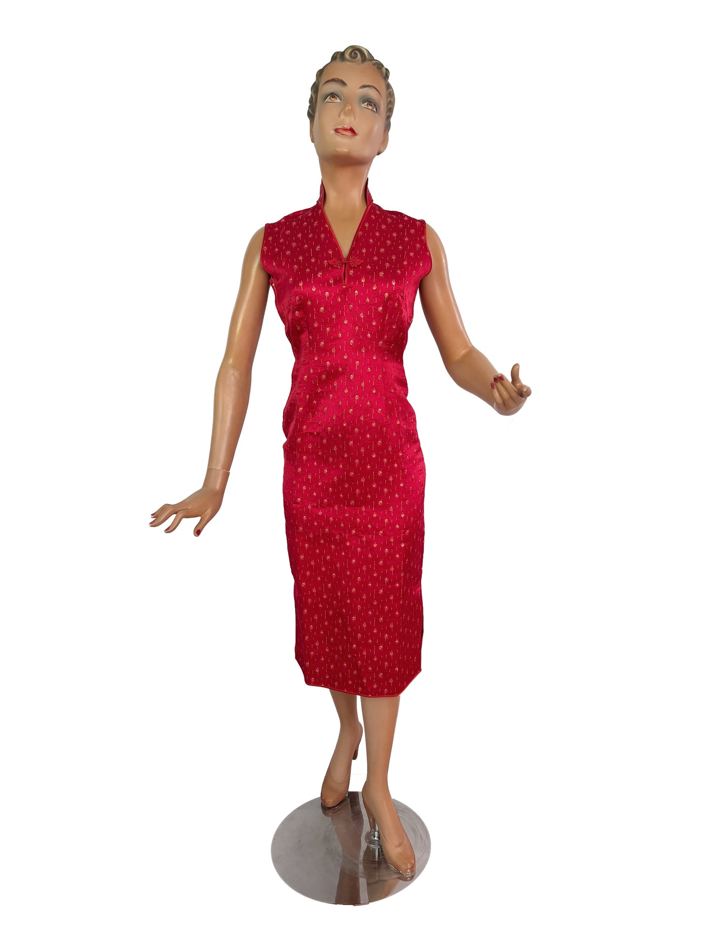 XS | 1950s/60s Deadstock Brocade Cheongsam Dress