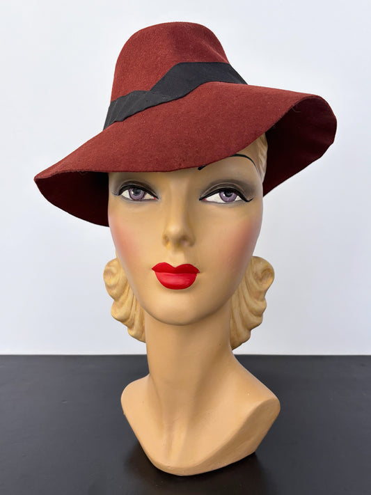 1940s Brown Felt Fedora Hat