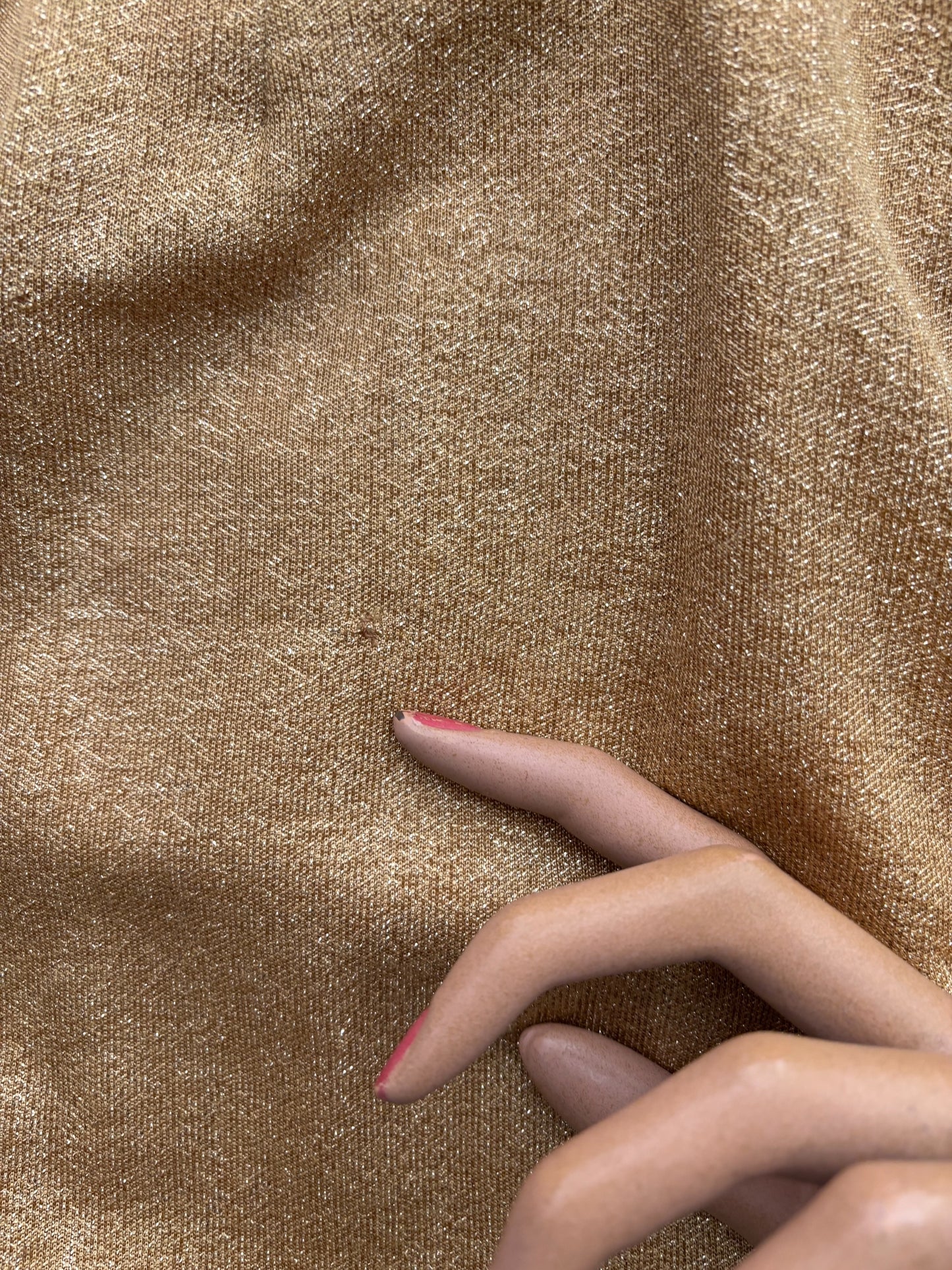 M | 1960s Alfred Shaheen Gold Lurex Dress Wounded