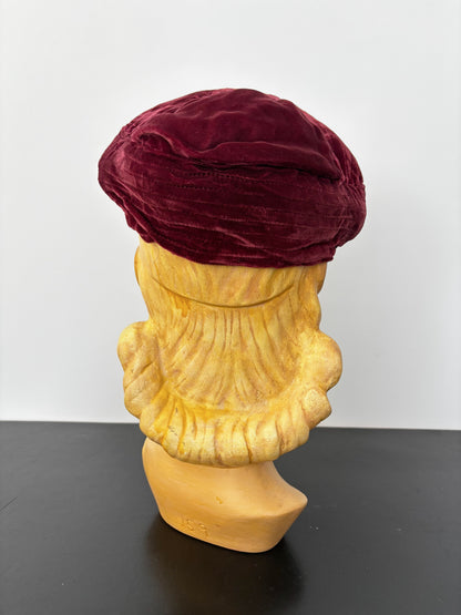 1940s Burgundy Red Velvet Turban