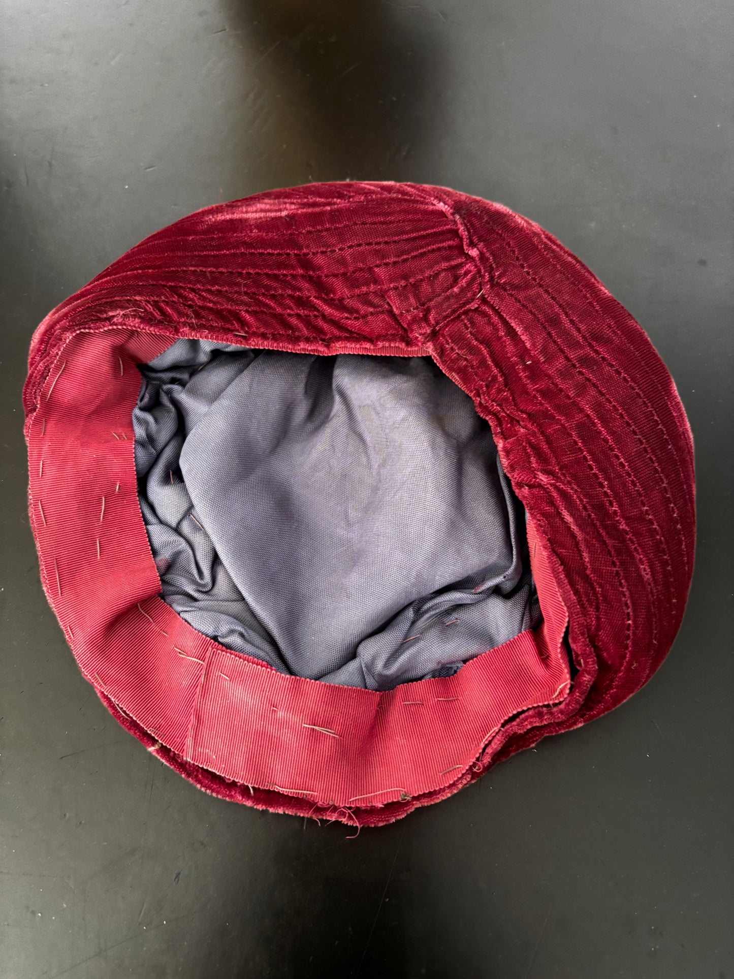 1940s Burgundy Red Velvet Turban