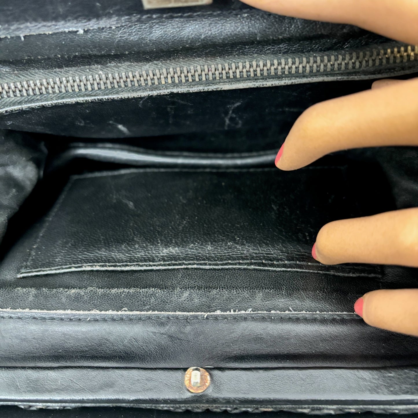 1950s Black Leather Handbag
