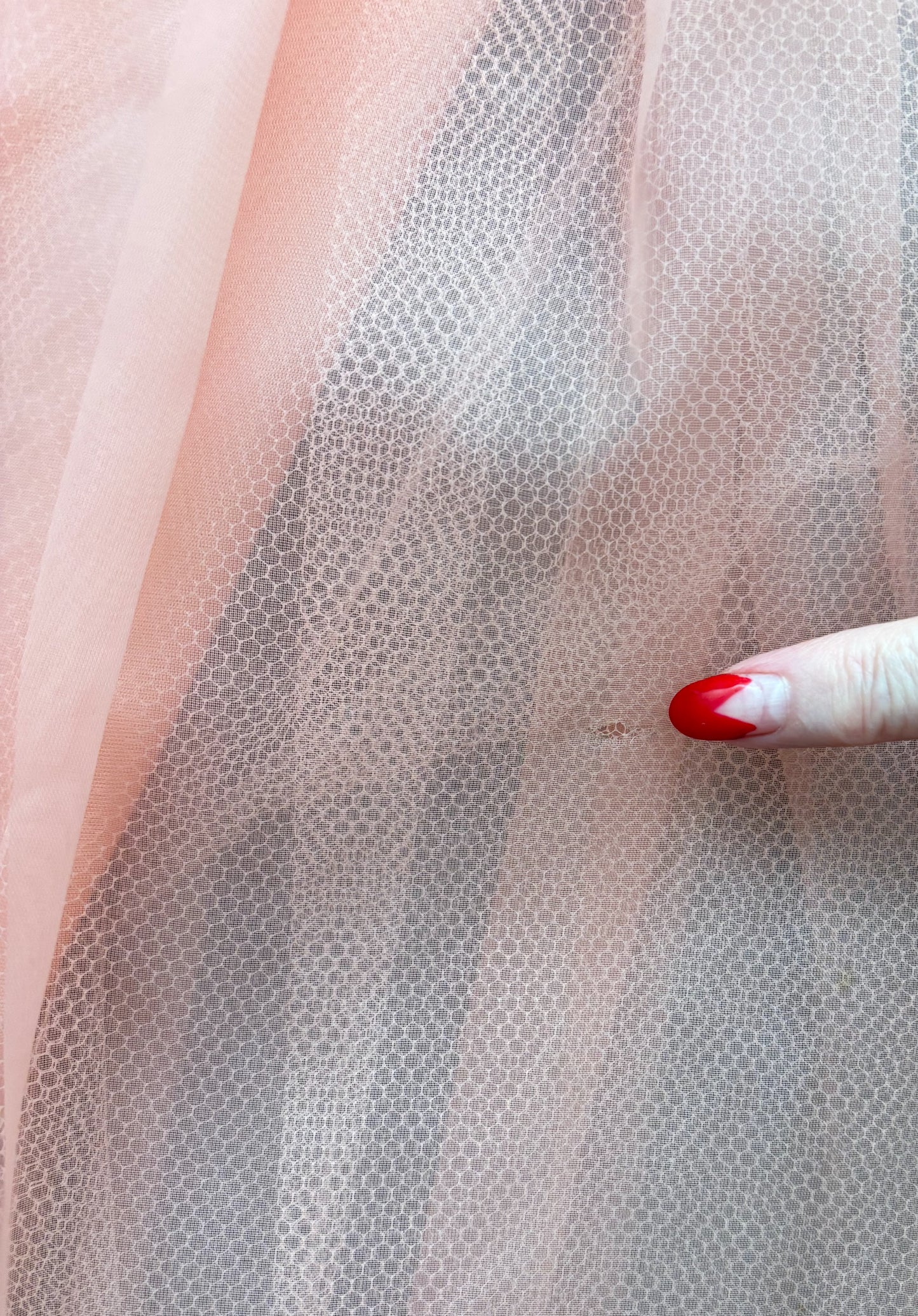 M | 1950s/60s Salmon Chiffon Cocktail Dress With Beaded Waist