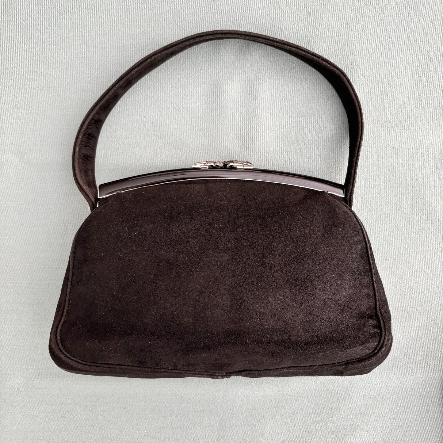1940s Black Suede Evening Bag