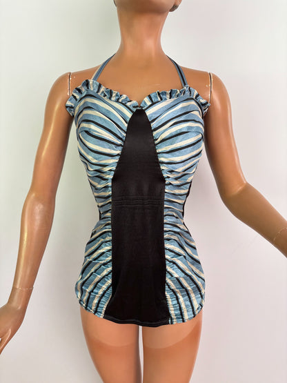 S | 1950s Atlas Satin Swimsuit