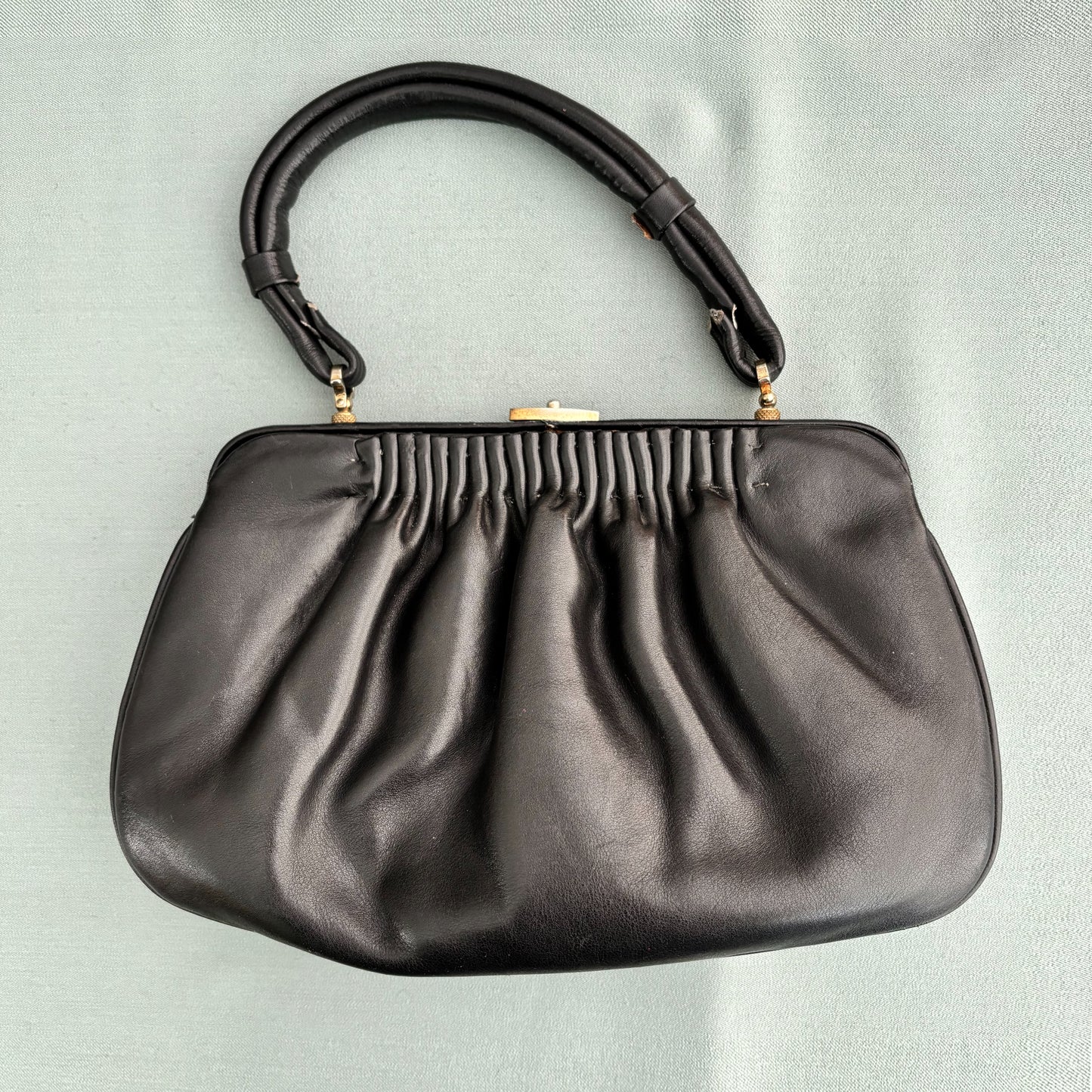 1950s Black Leather Handbag