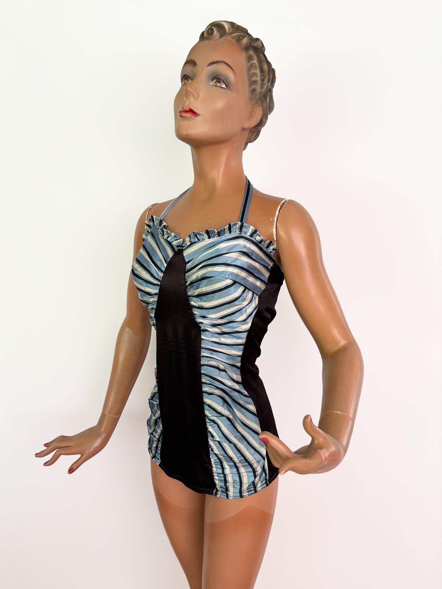 S | 1950s Atlas Satin Swimsuit