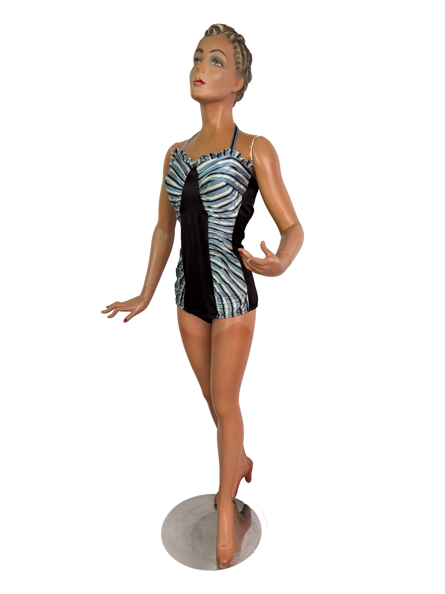 S | 1950s Atlas Satin Swimsuit