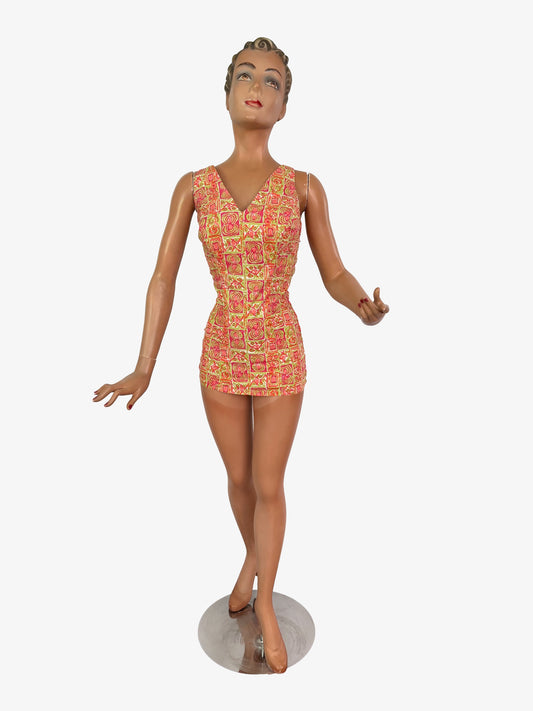 S | 1950s/60s Tweka Cotton Swimsuit
