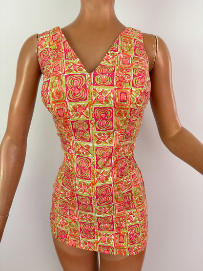 S | 1950s/60s Tweka Cotton Swimsuit