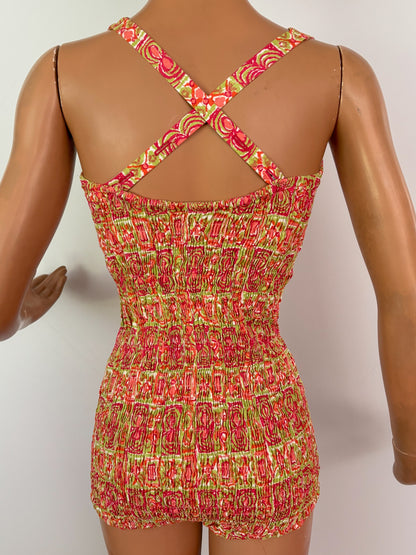 S | 1950s/60s Tweka Cotton Swimsuit