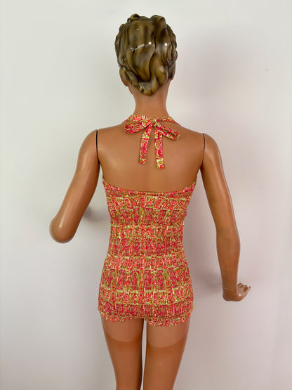 S | 1950s/60s Tweka Cotton Swimsuit