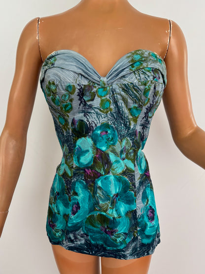 S/M | 1950s/60s Floral Cotton Swimsuit