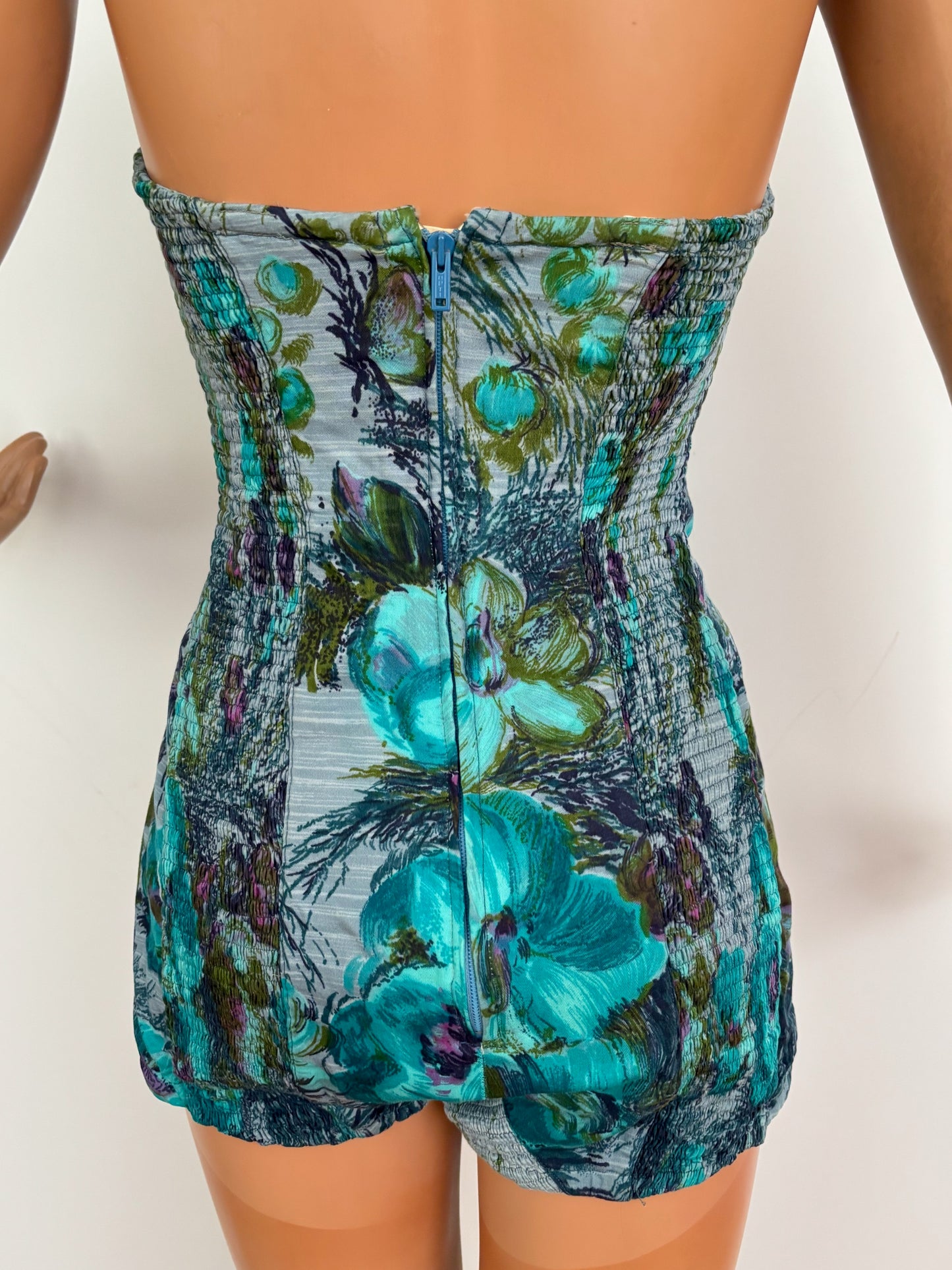 S/M | 1950s/60s Floral Cotton Swimsuit