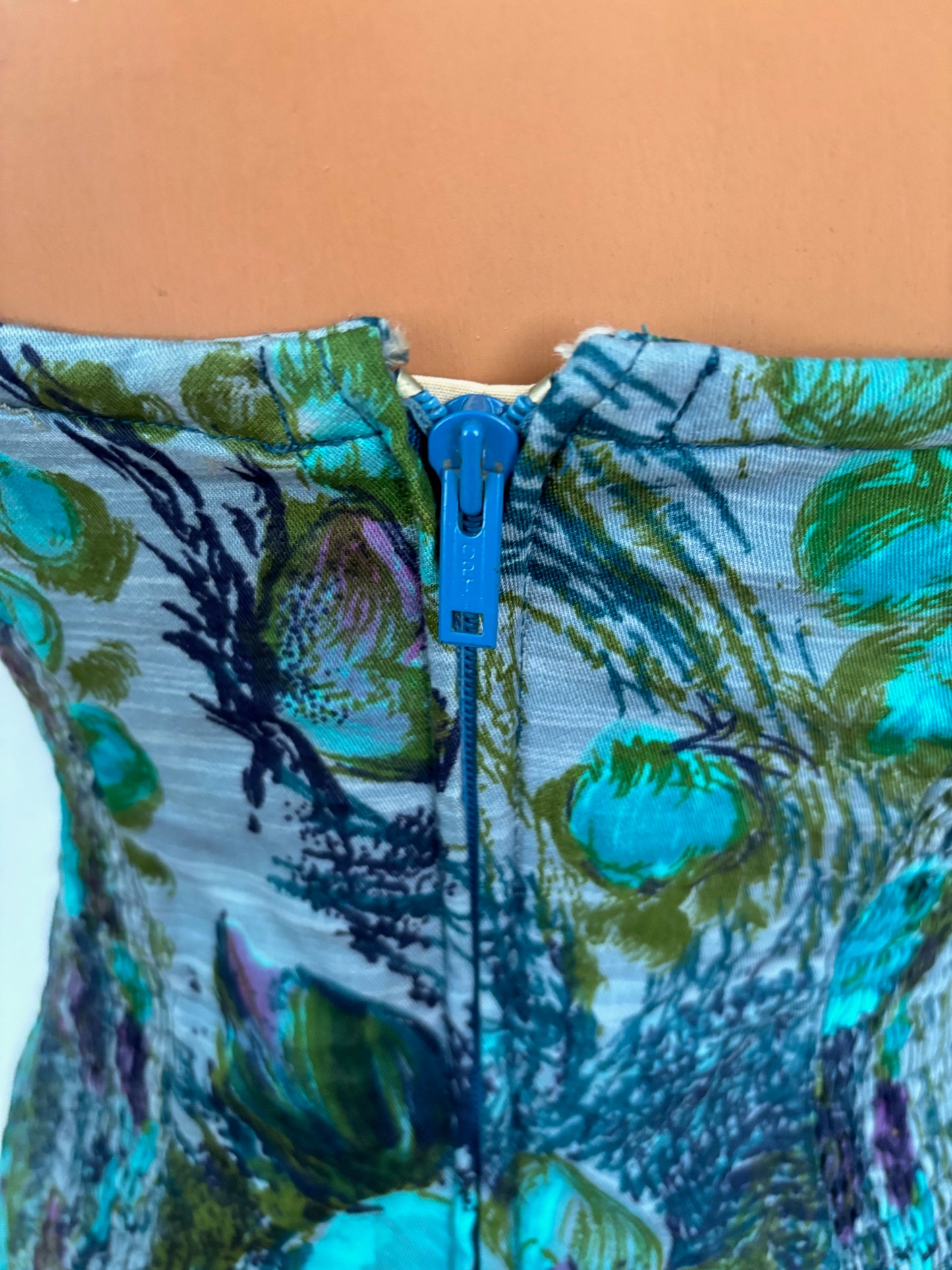 S/M | 1950s/60s Floral Cotton Swimsuit