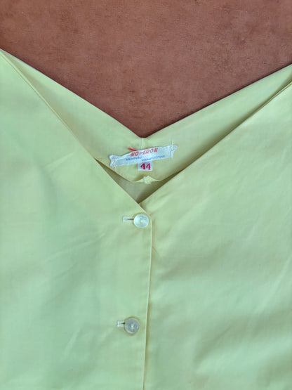 L | 1950s Yellow Cotton Poplin Blouse