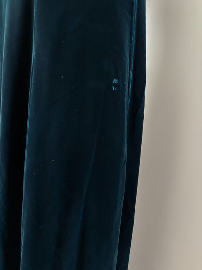 L/XL | 1940s Petrol Velvet Ankle Length Evening Dress