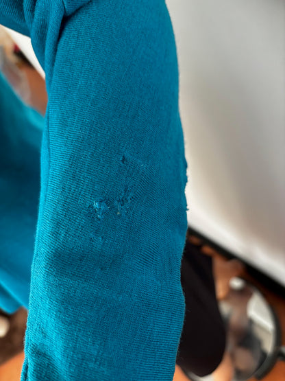 M | 1950s Turquoise Knit Top With Frog Closures