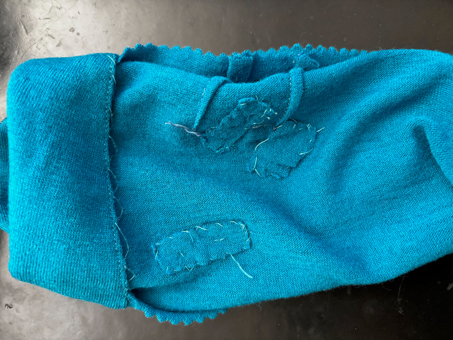 M | 1950s Turquoise Knit Top With Frog Closures