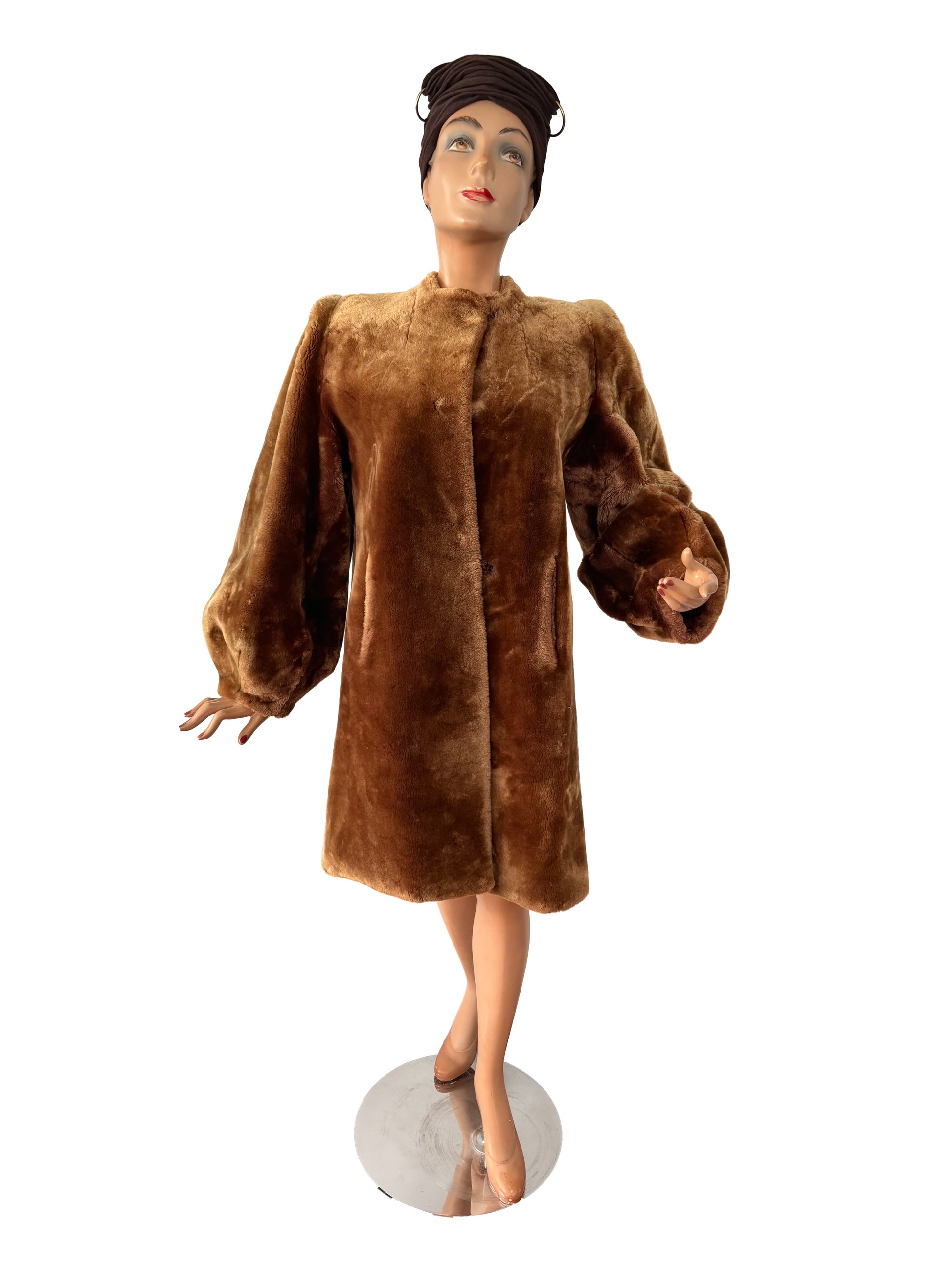 M 1940s Bronze Mouton Fur Coat with Balloon Sleeves – Lily Scarlet