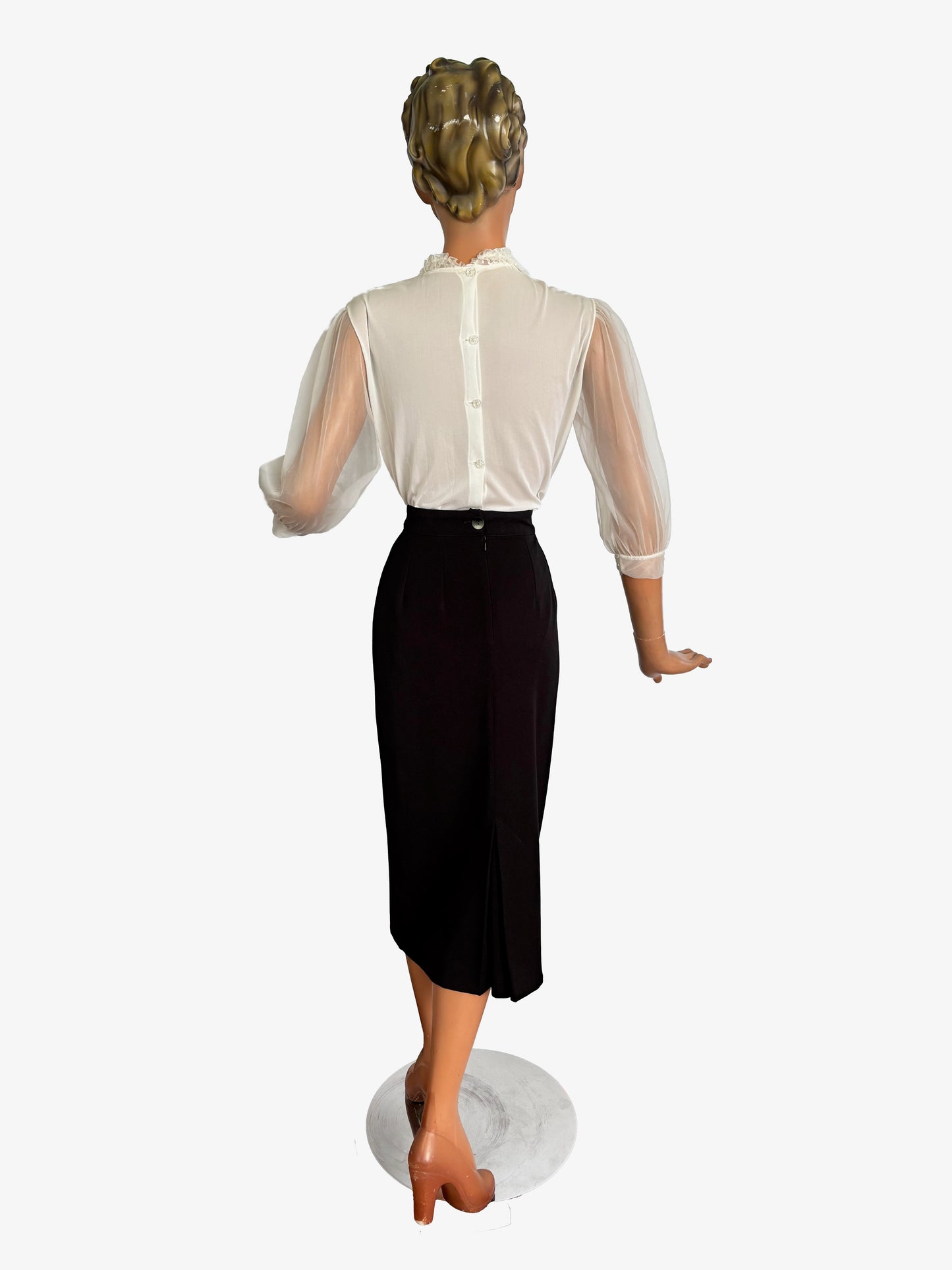 S/M | 1950s 1960s Mark Lee Original Sheer Blouse with Embroidery And Rhinestones