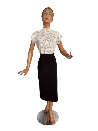 L | 1940s 1950s Lace Top