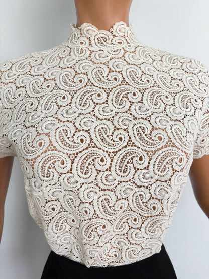 L | 1940s 1950s Lace Top