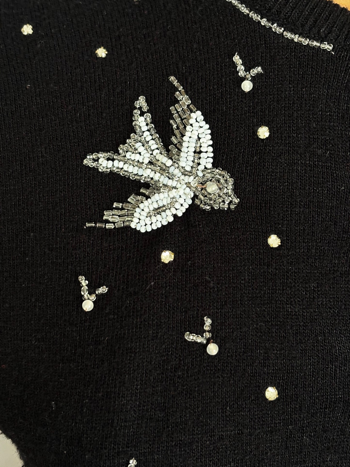 S | Late 1950s Beaded Bird Cardigan