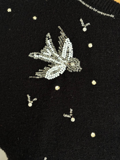 S | Late 1950s Beaded Bird Cardigan
