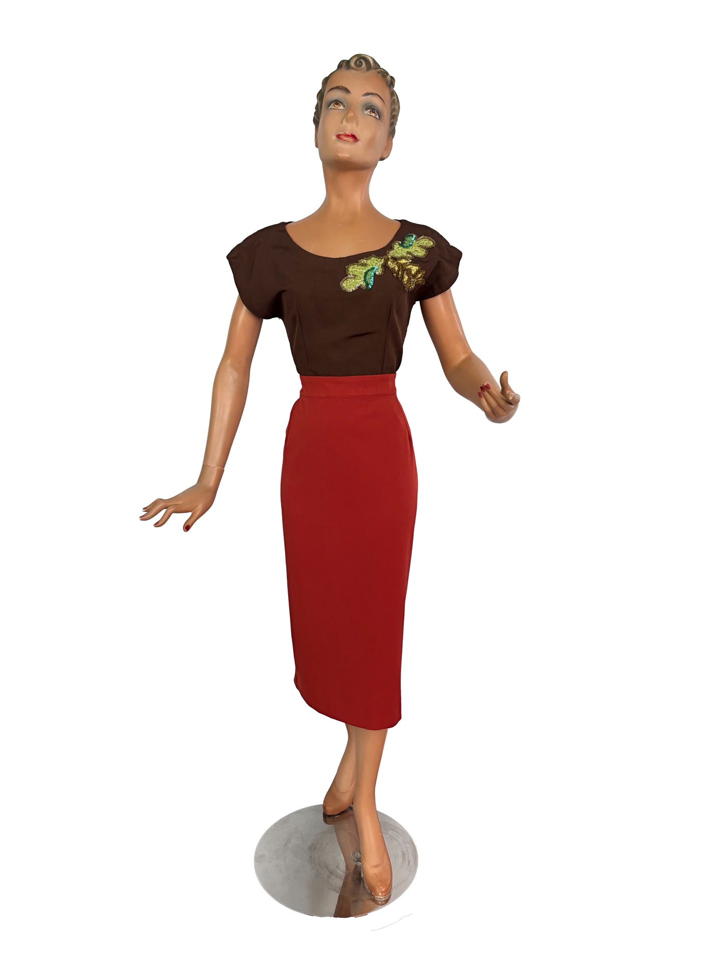 XS/S | 1940s Brown Faille Sequin Top