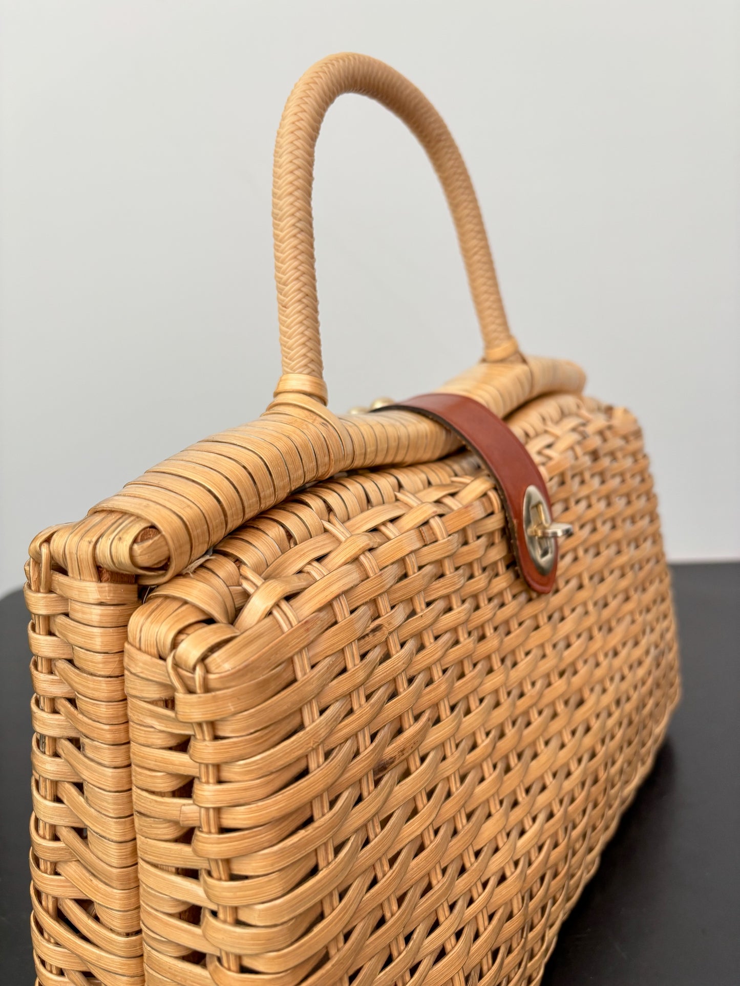 1960s Hong Kong Woven Plastic Handbag