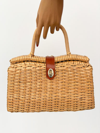 1960s Hong Kong Woven Plastic Handbag