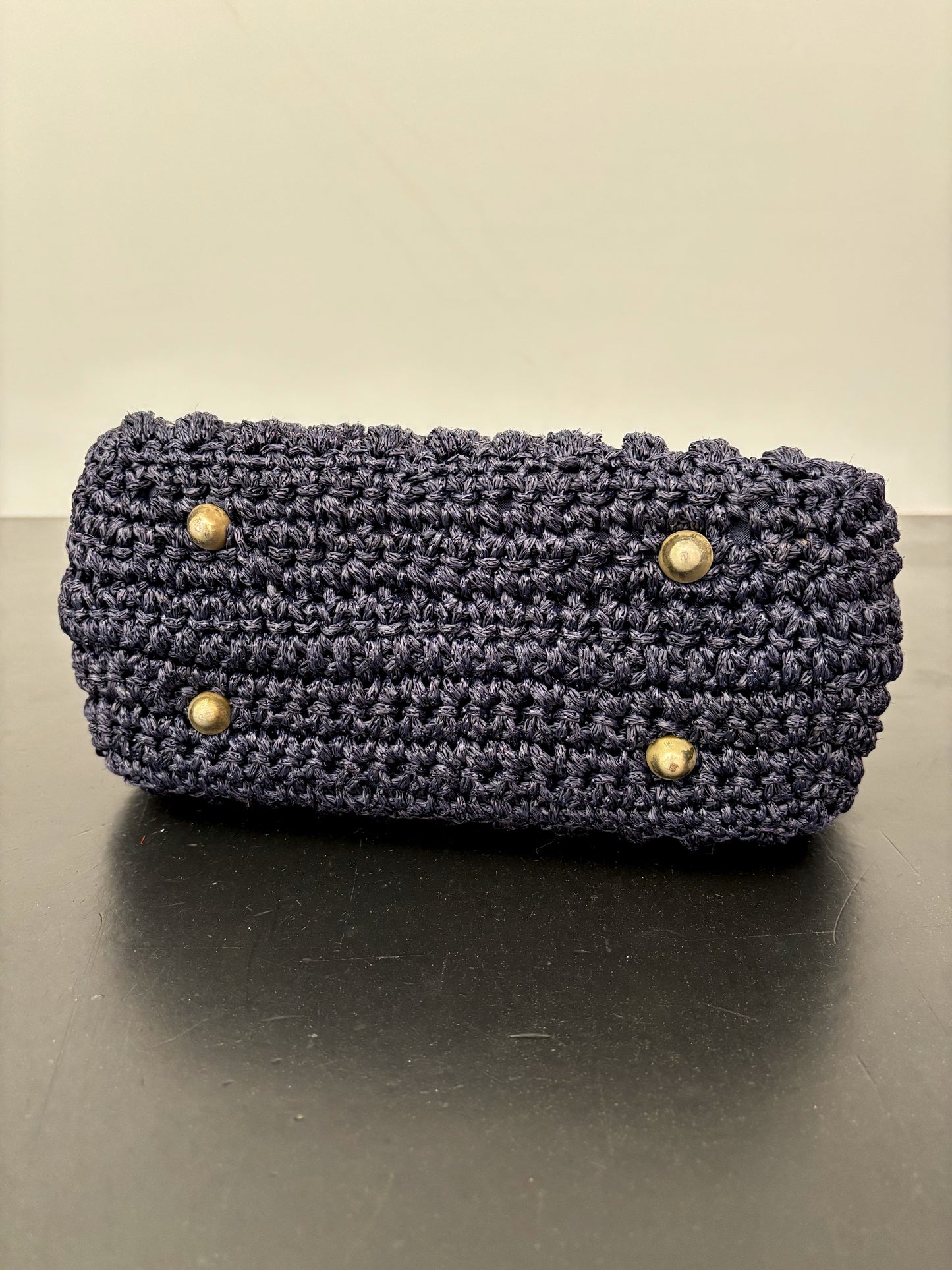 1950s/60s Dark Blue Crochet Wool Handbag