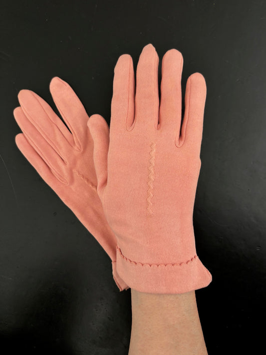 1950s Deadstock Blush Pink Cotton Gloves | Size 6