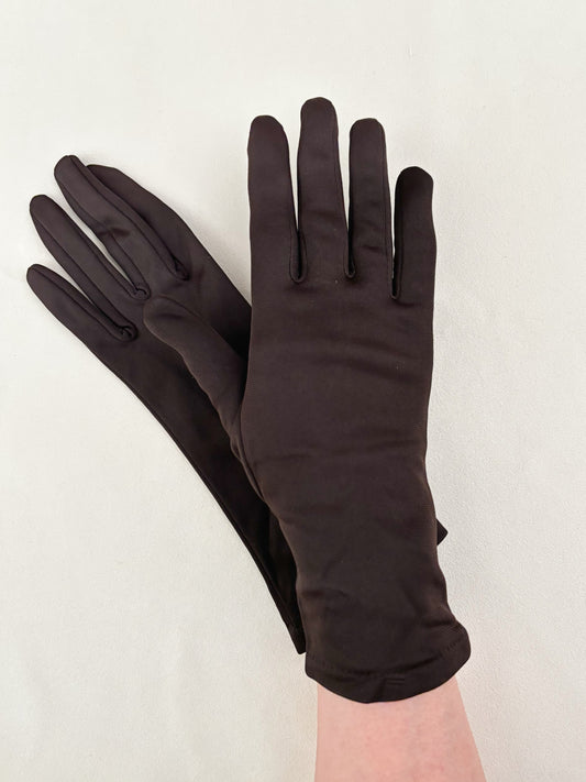 1950s 1960s Deadstock Dark Brown Nylon Gloves | Size 7