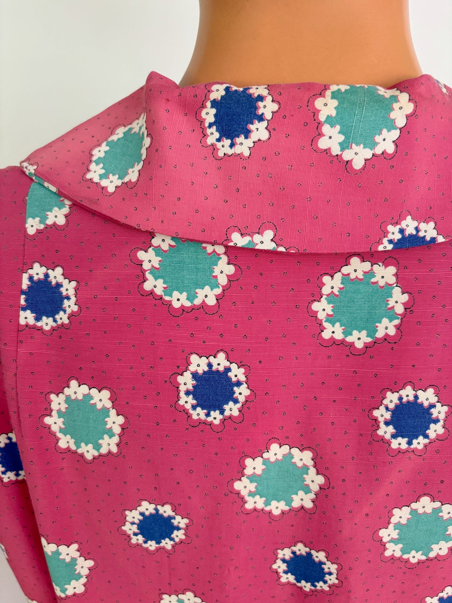 M | 1940s Pink Rayon Day Dress