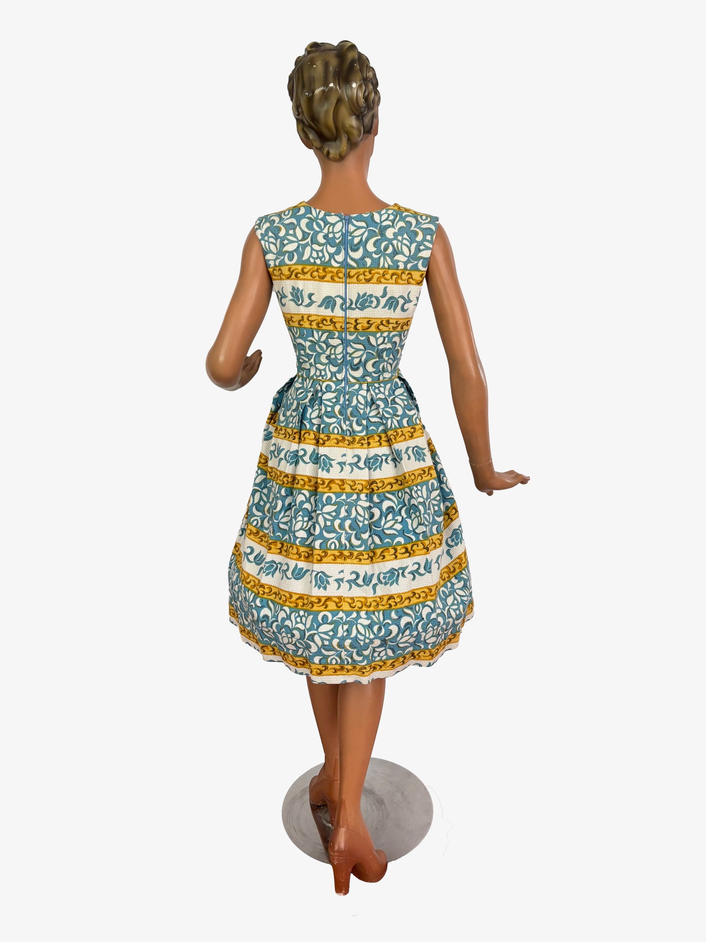 M | 1950s/60s Blue & White Cotton Sundress