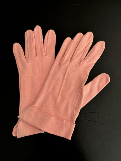 1950s Deadstock Blush Pink Cotton Gloves | Size 6