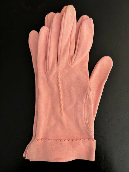 1950s Deadstock Blush Pink Cotton Gloves | Size 6