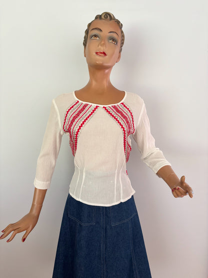 S/M | 1950s Justin’s Western Fiesta Blouse