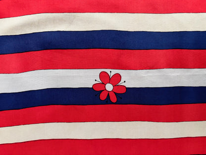 1960s Glentex Silk Rayon Blend Shawl With Patriotic Print | 56x58 cm
