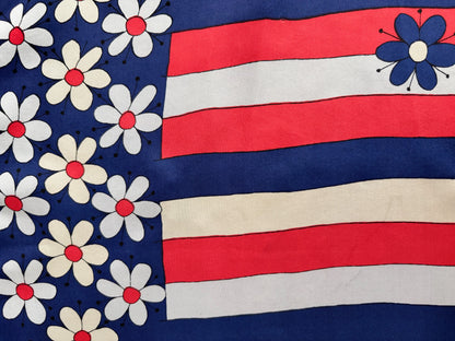 1960s Glentex Silk Rayon Blend Shawl With Patriotic Print | 56x58 cm