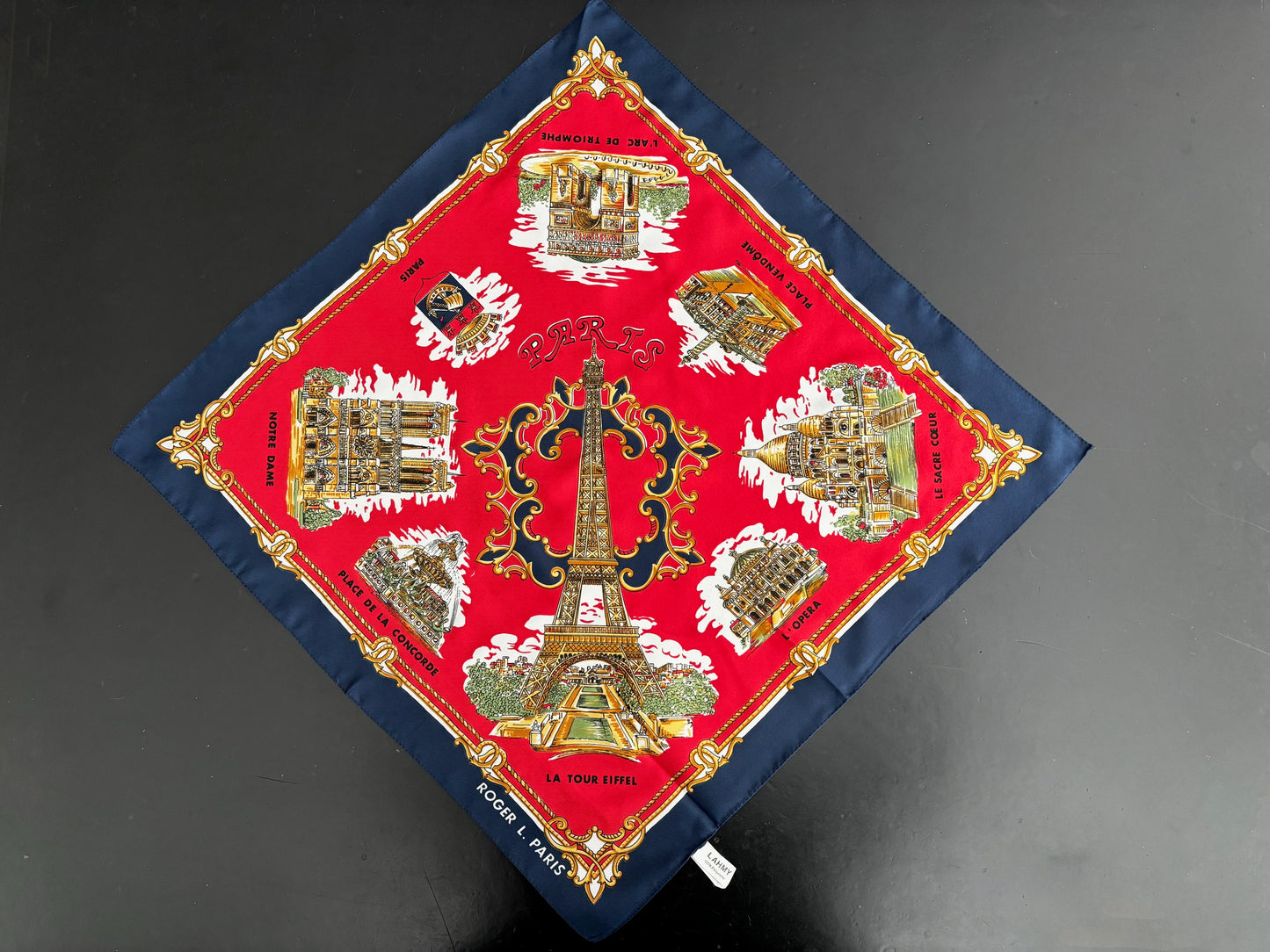 Vintage Lahmy Paris Souvenir Scarf