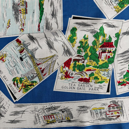 1940s 1950s Silk San Francisco Souvenir Scarf | 66x66 cm